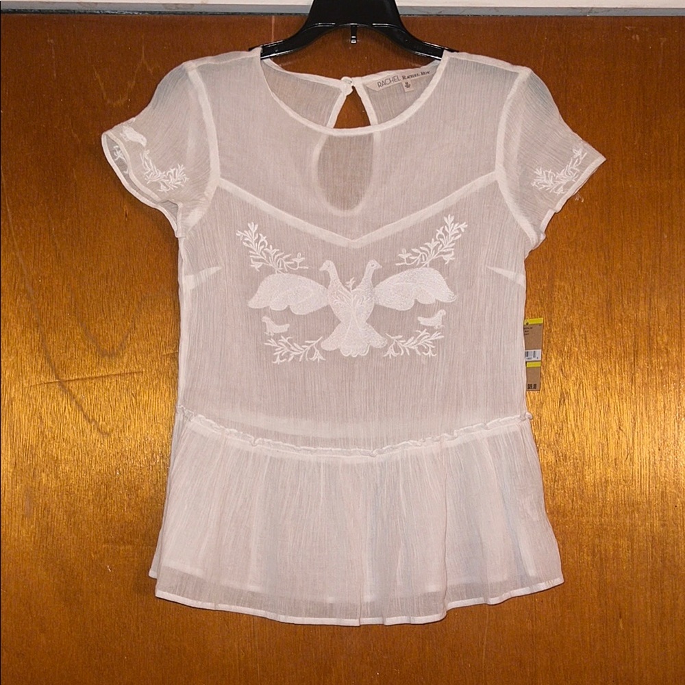 RACHEL Rachel Roy Sheer White Blouse